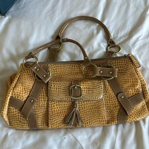 CHARLIE LAPSON UNIQUE DOUBLE ZIPPER REPTILE SKIN LIKE HANDBAG ..